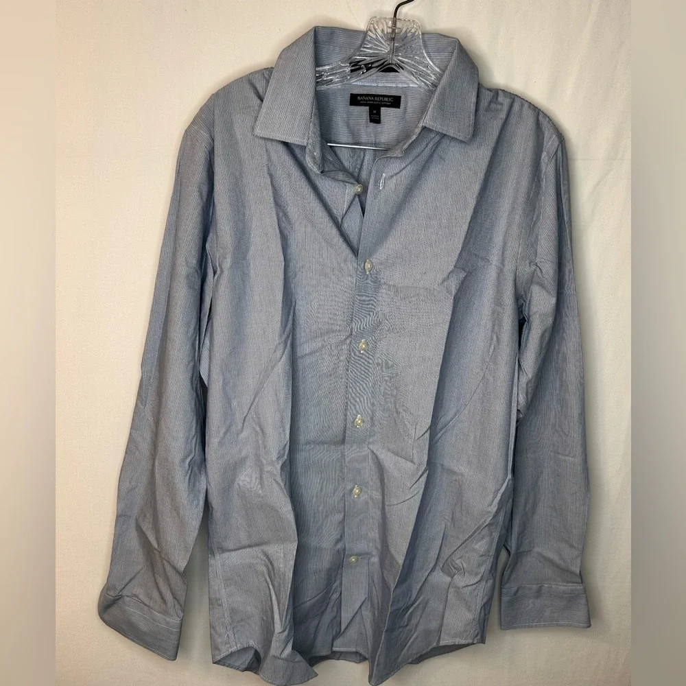 Banana Republic Men’s Slim Fit Non-Iron 100% Cotton Blue Shirt Button-up Size M